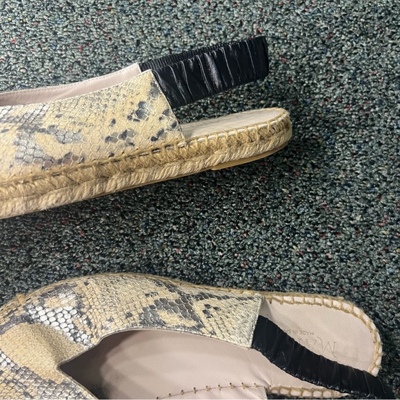 MARIAN Animal Snake Print Neutral Leather Sling Back Flat Espadrilles Shoes Sz 8 - Picture 8 of 16